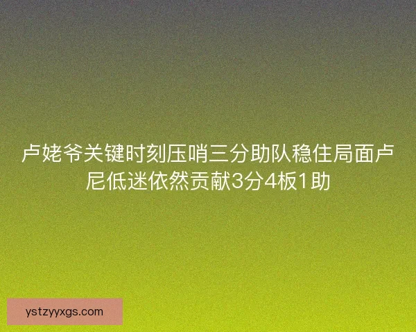 卢姥爷关键时刻压哨三分助队稳住局面卢尼低迷依然贡献3分4板1助