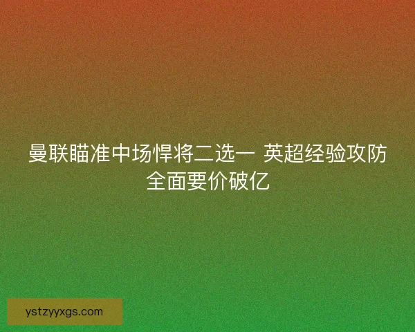曼联瞄准中场悍将二选一 英超经验攻防全面要价破亿